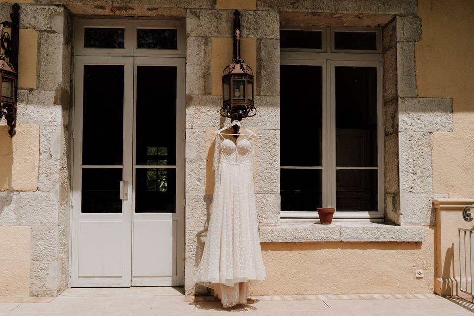 Robe de mariée au manoir