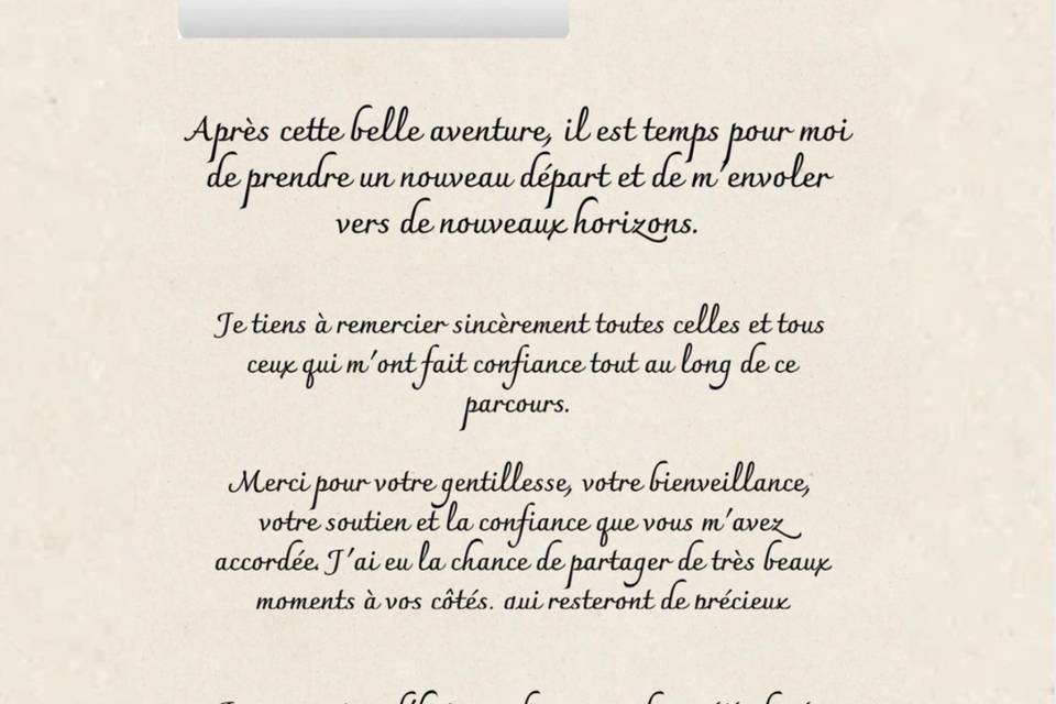 Remerciement départ
