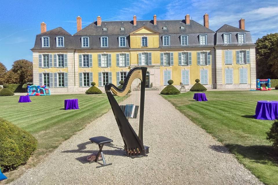 Harpe devant chateau