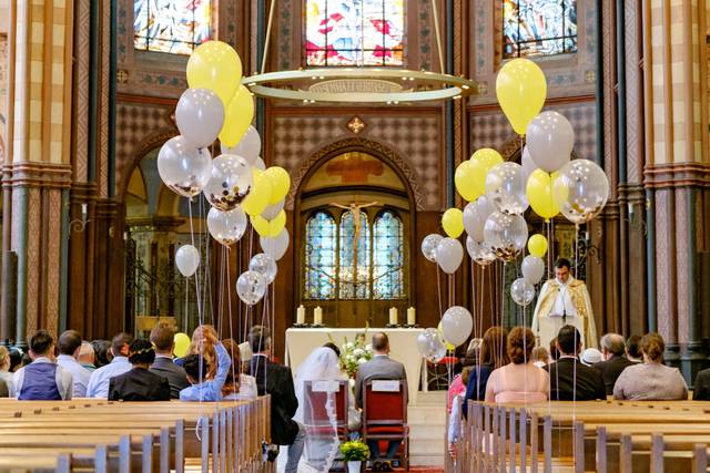 Décoration mariage jaune gris