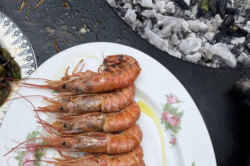 Gambas et huile d’olive