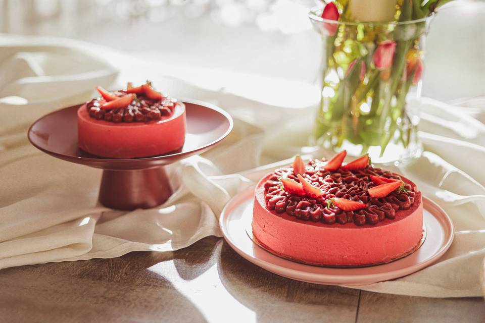 Entremets fraise rhubarbe