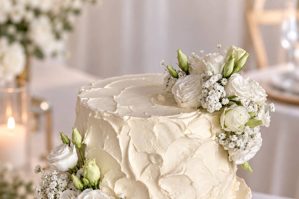 White wedding cake