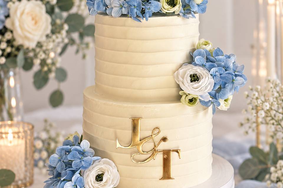 Blue wedding cake