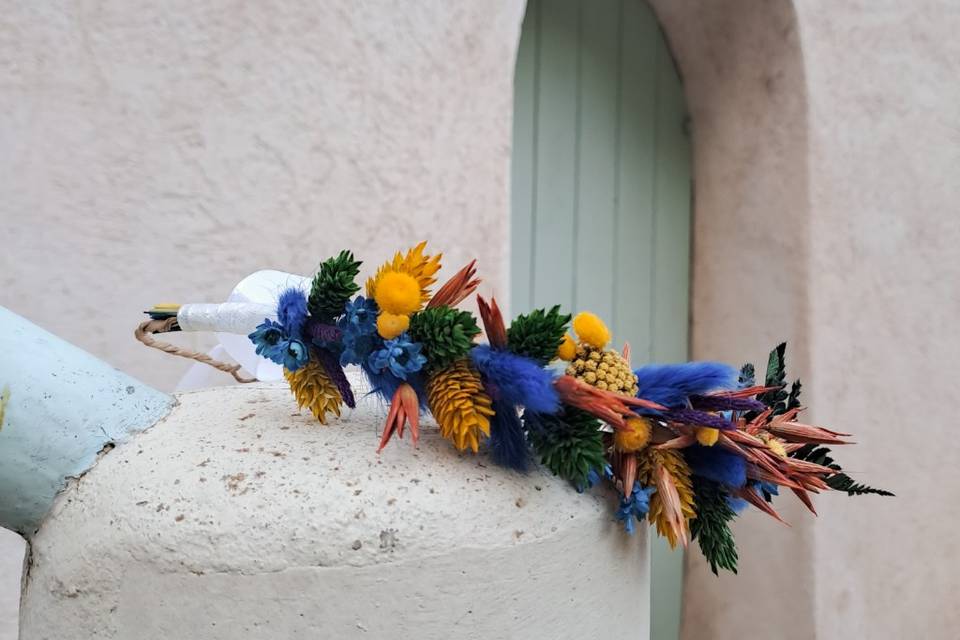 Couronne tête fleurs séchées