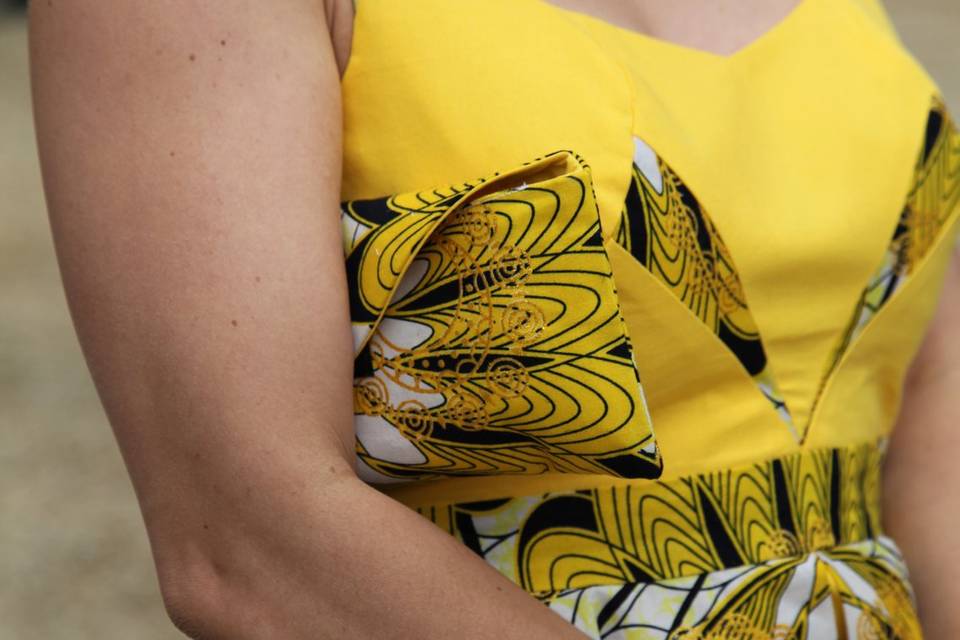 Robe jaune et wax