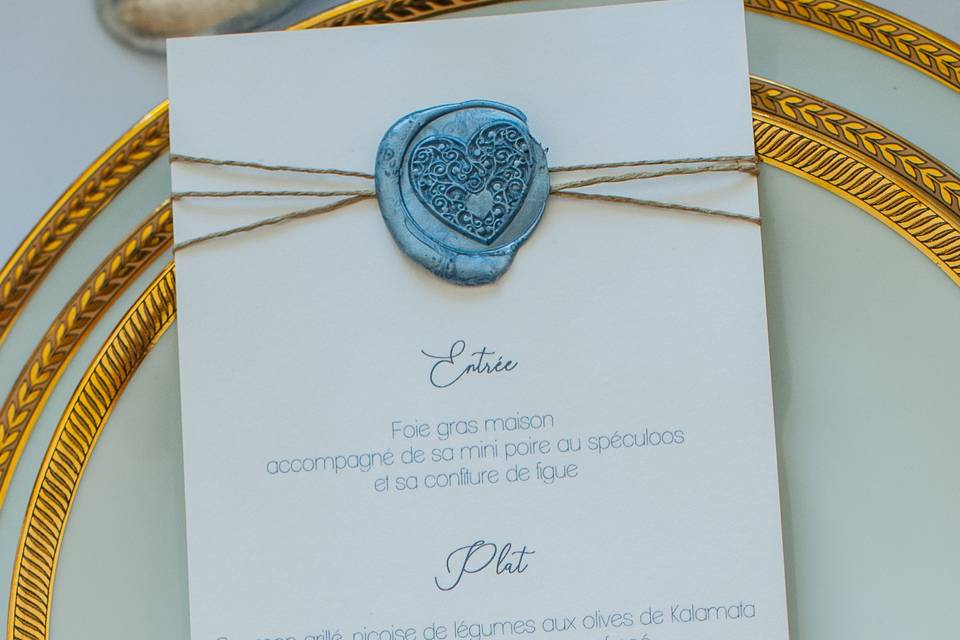 Menu de mariage sceau