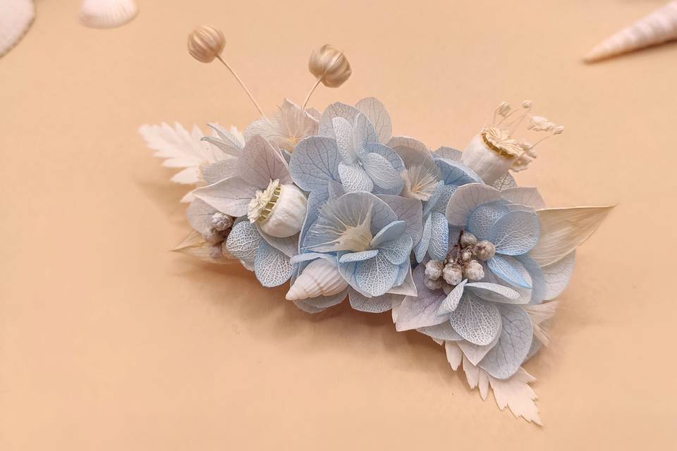 Barrette fleurie bleu Nausicaä