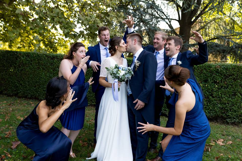 Photo de groupe de mariage