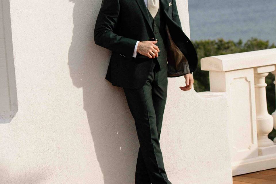 Costume vert sapin avec gilet