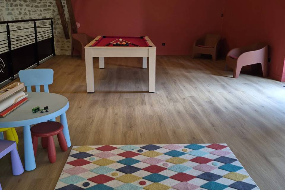 Salle de jeux avec billard