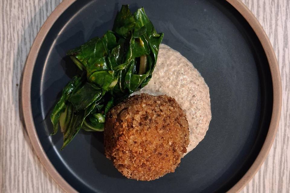 Arancini, champignons, blettes
