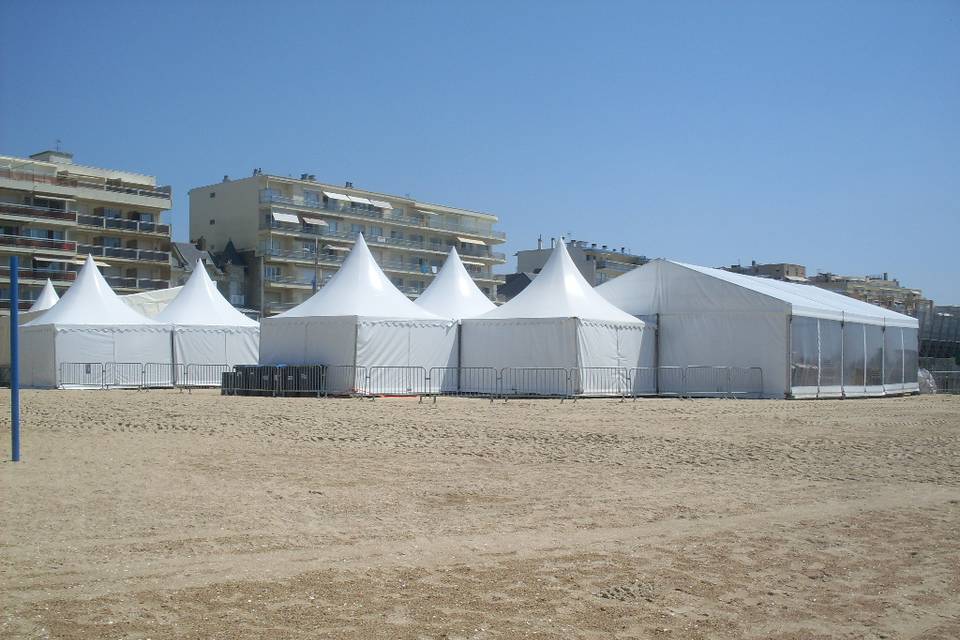 Structure mariage vélum bleu