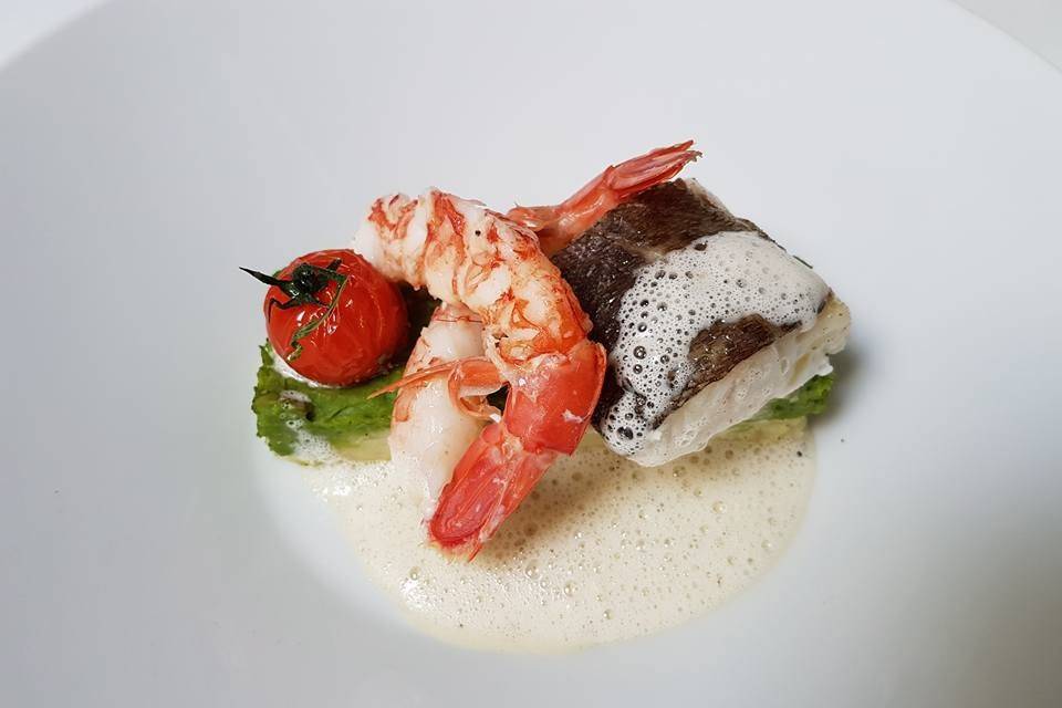 Dos de cabillaud & gambas