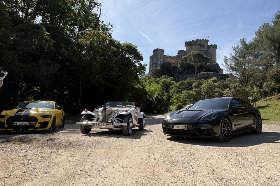 Excalibur, Porsche, Mustang
