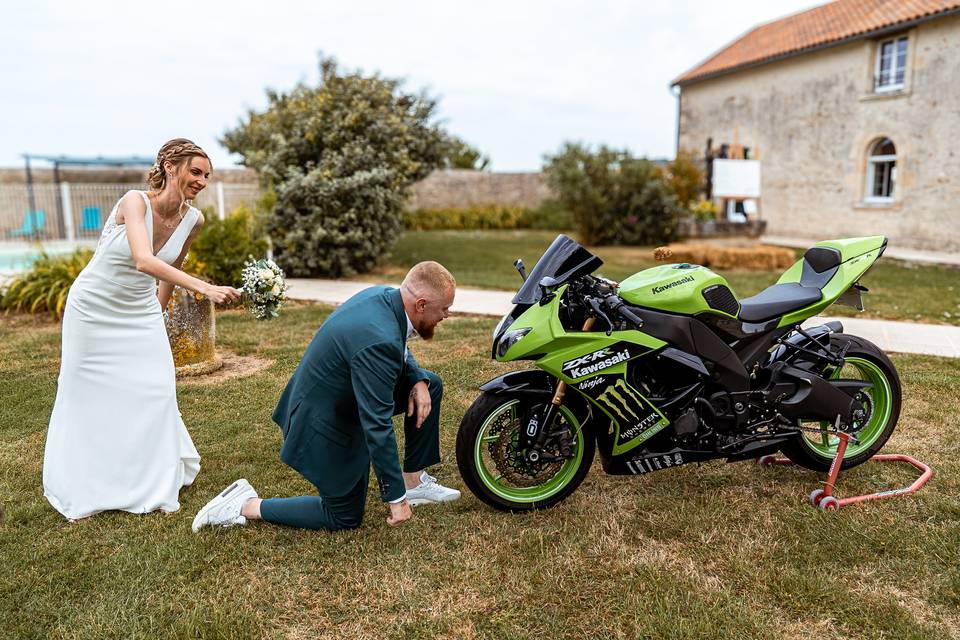 Mariés moto