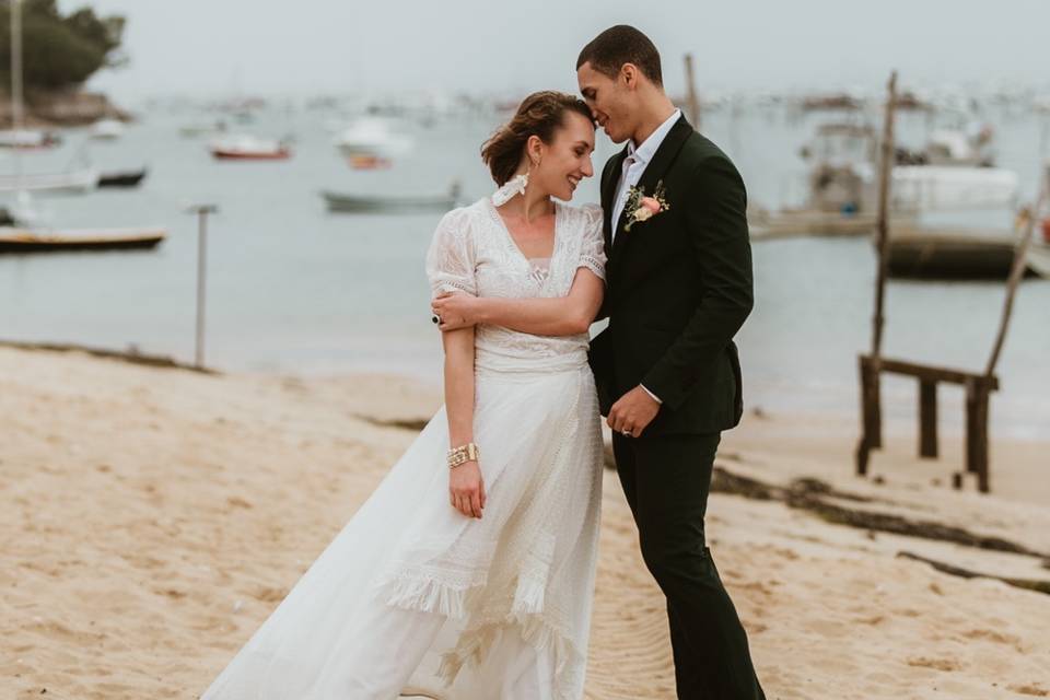 Couple mariage à la mer