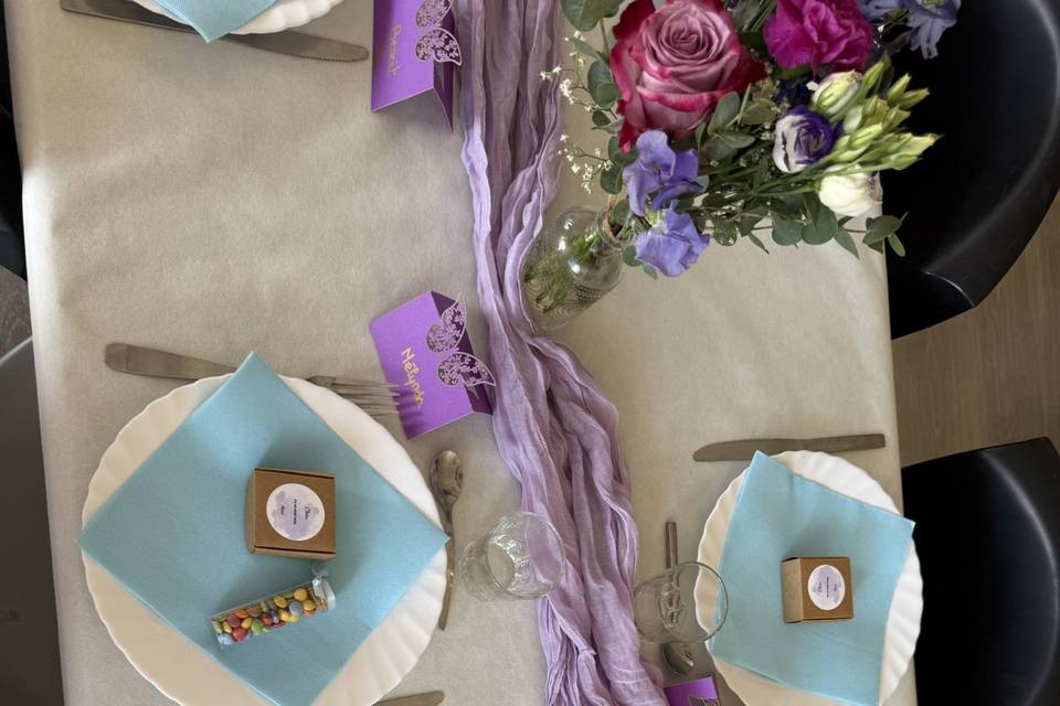 Baptêmes mauve et bleu