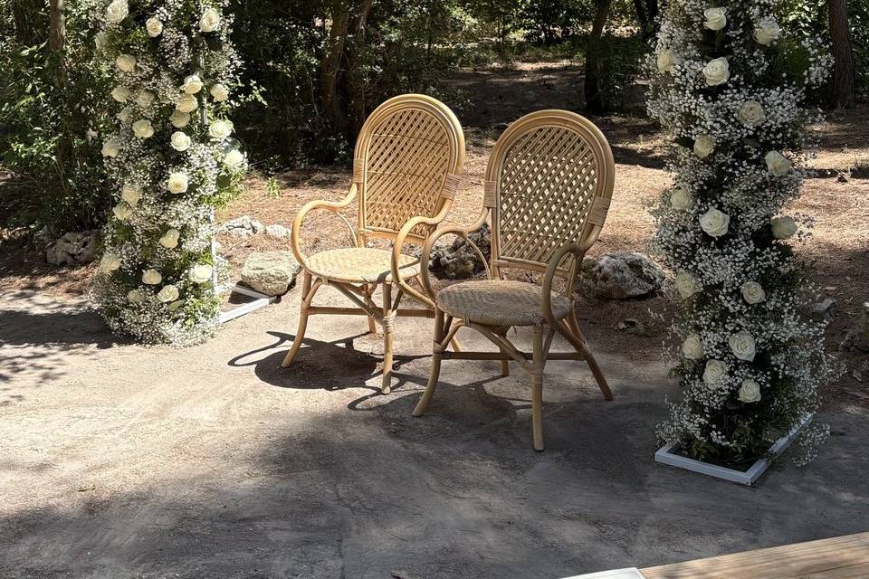 Arche de gypso+roses blanches