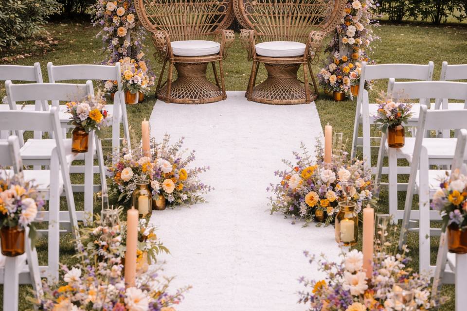 Cérémonie bohème romantique