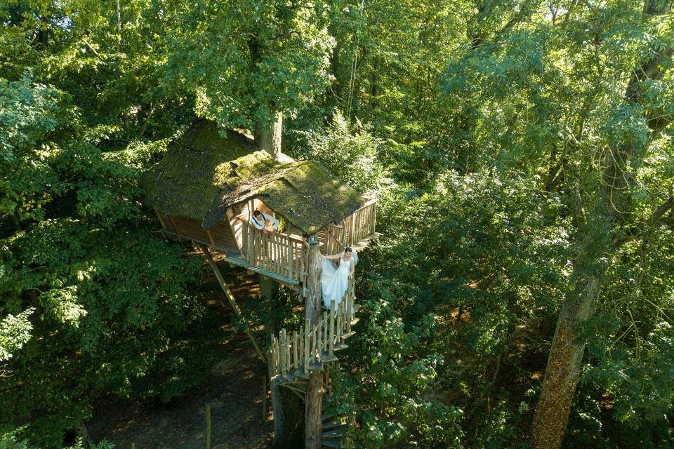 Mariés cabane dans les arbres