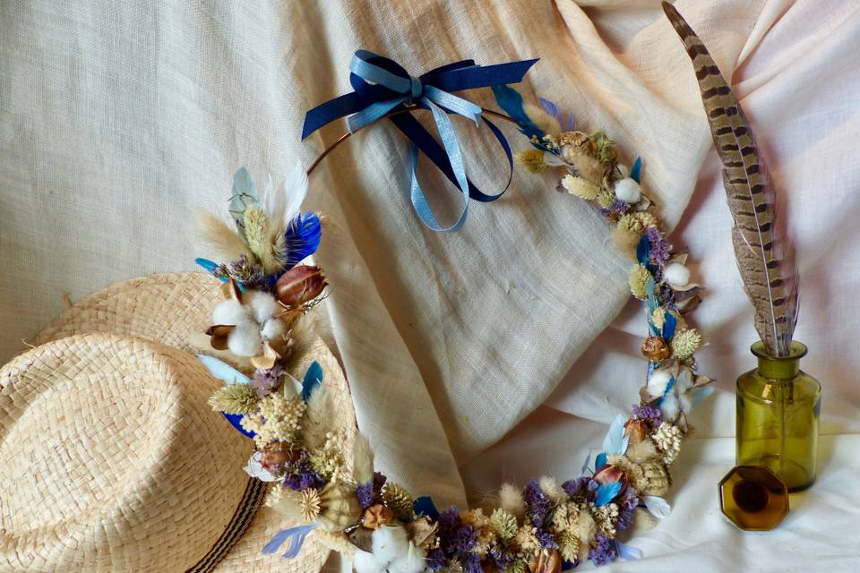 Couronne de fleurs séchées