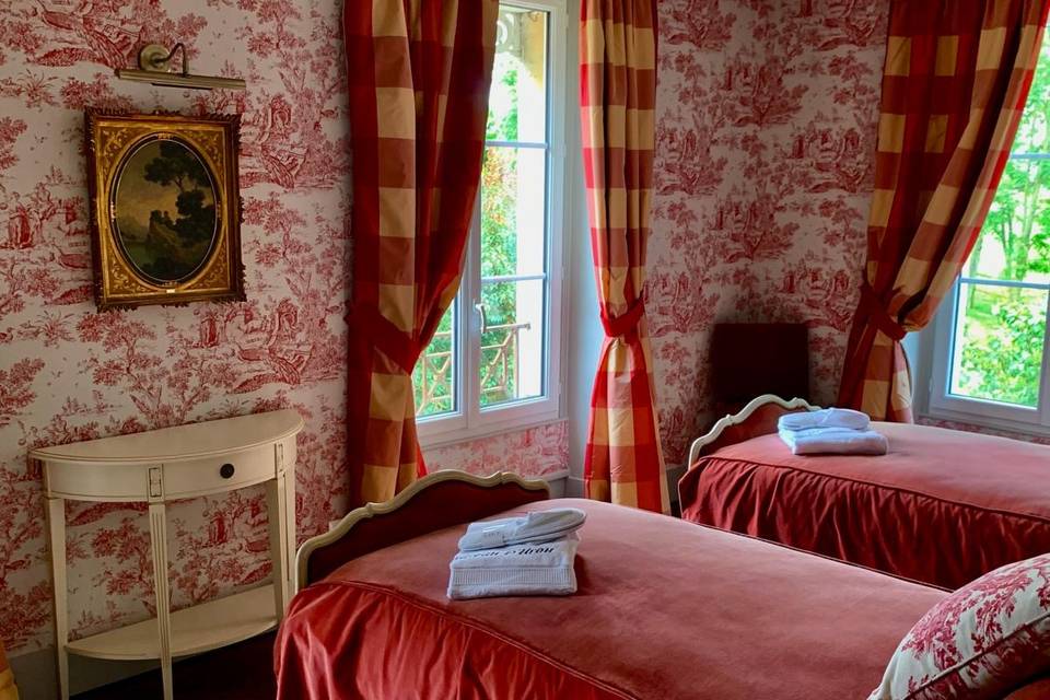 Chambre Toile de Jouy Rouge