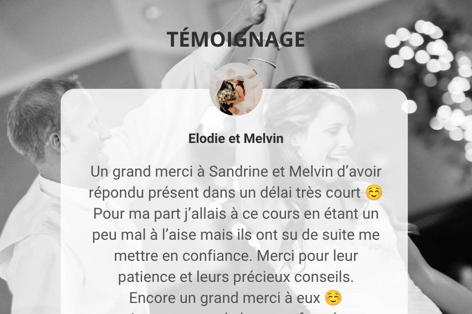 Témoignage Elodie et Melvin