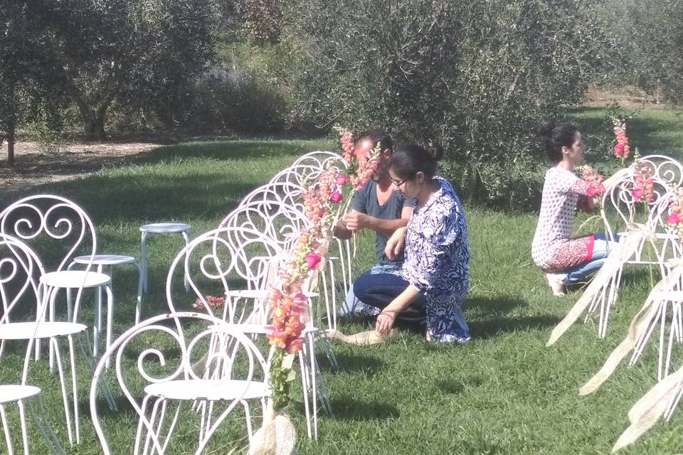 Fleurir les chaises du parc