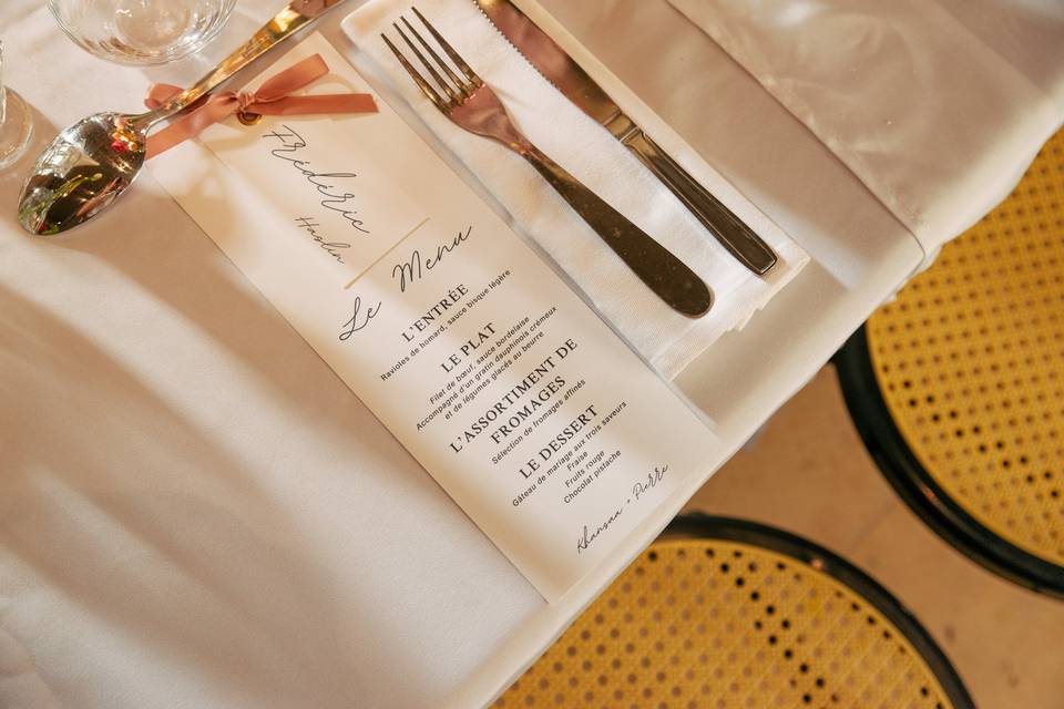 Menu repas de mariage