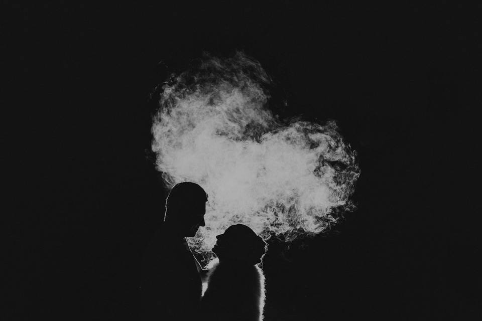 Fumée cœur mariage