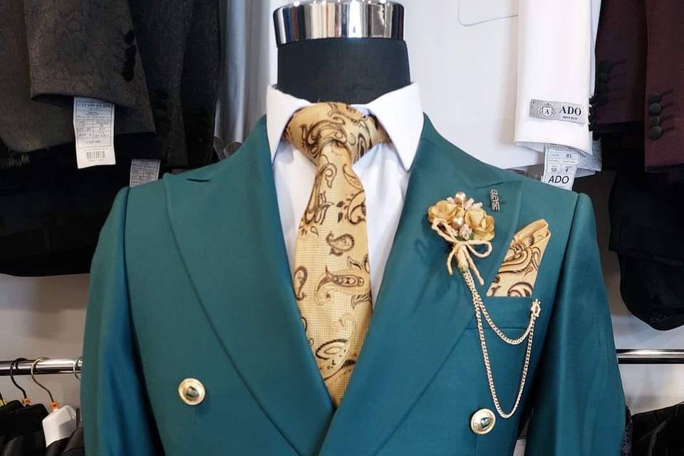 Costume croisé vert