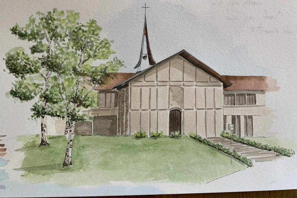 Aquarelle carte souvenir