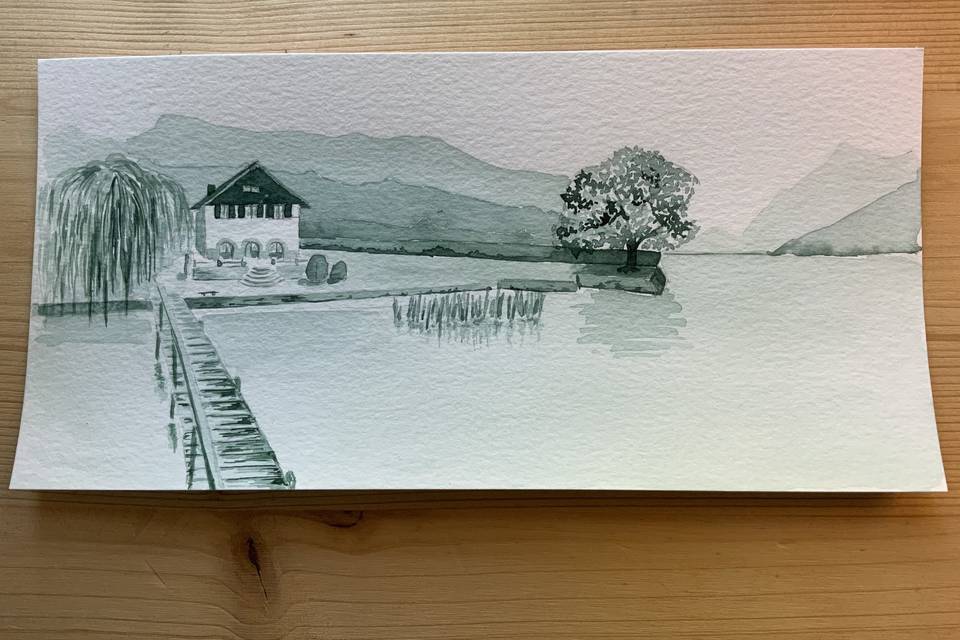 Aquarelle faire-part mariage