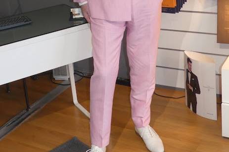 Costume en lin rose