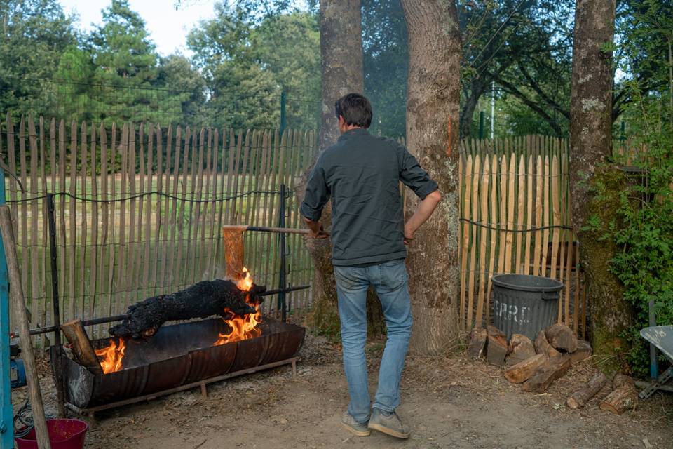 Cochon grillé à la broche