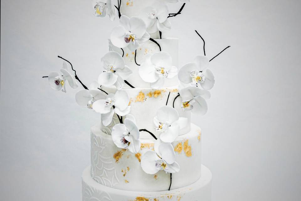 Wedding cake orchidées