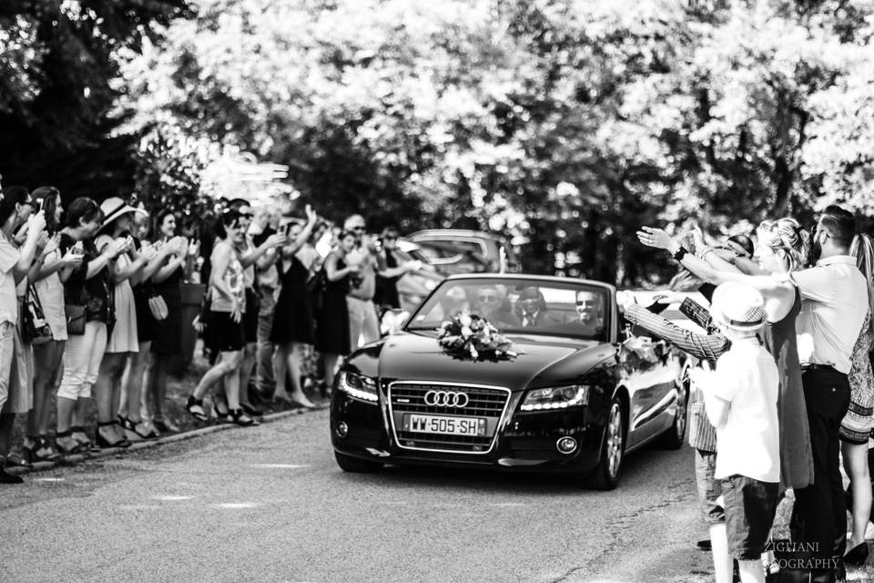 Photo de mariage arrivée