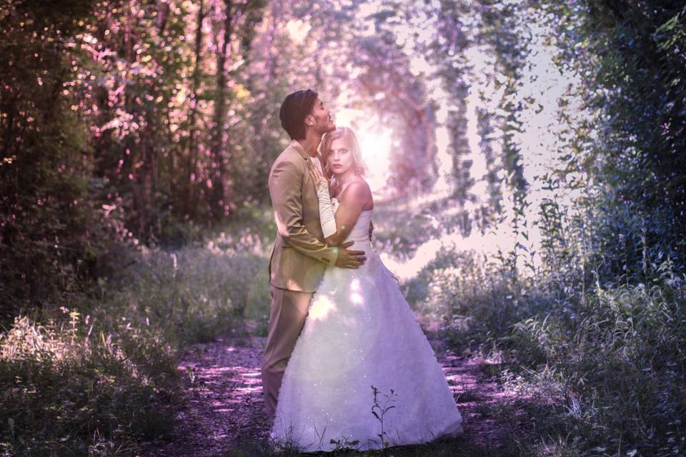 Photo de mariage forêt