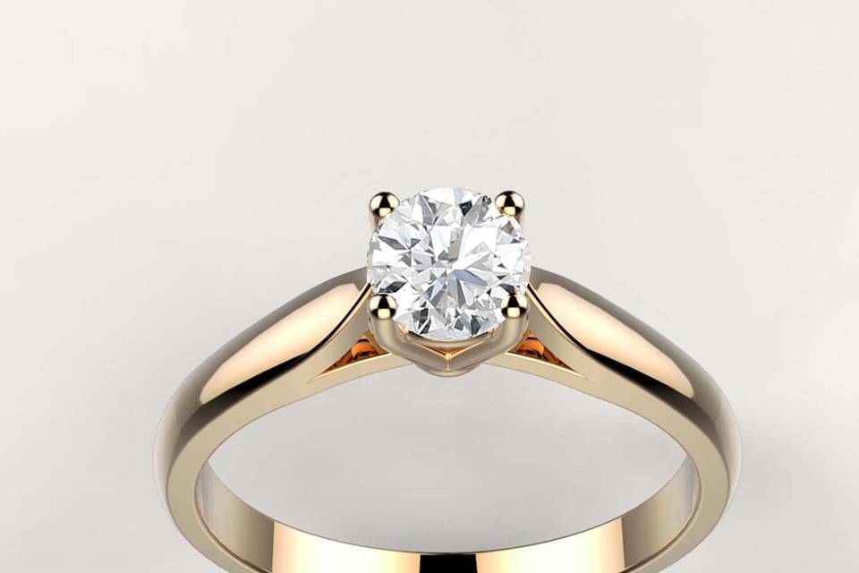 Solitaire diamant or jaune