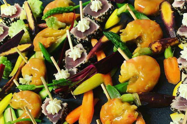 Gambas, thon et légumes