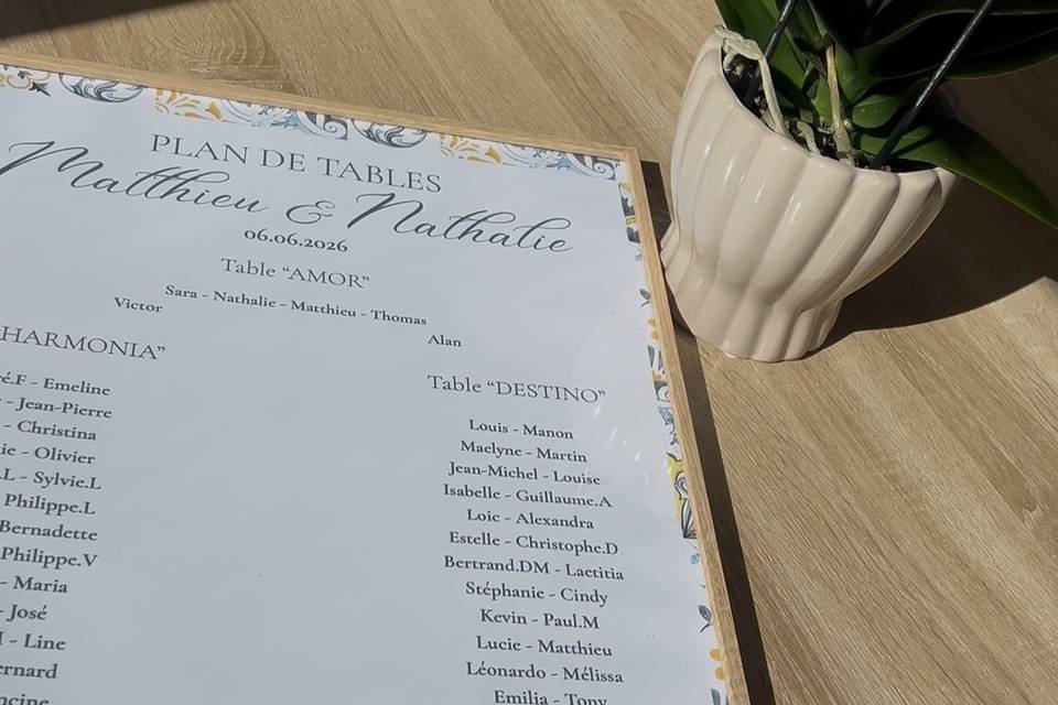 Nos plans de tables