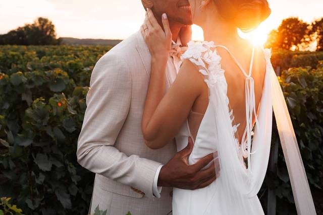 Séance couple dans les vignes