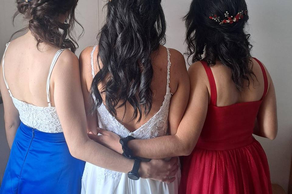 Coiffure mariée et témoins