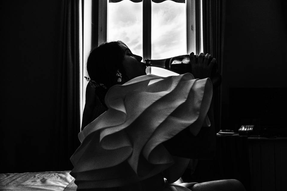 Bride drinking