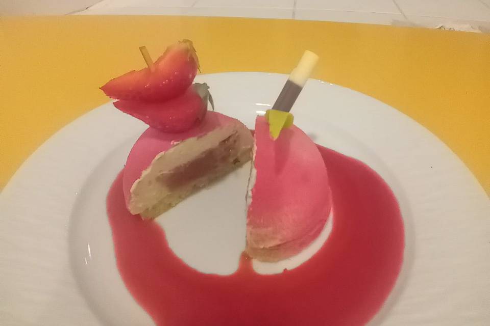 Entremet fraise basilic