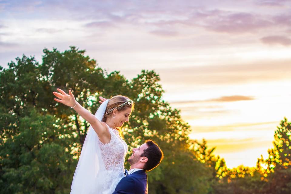 Couple couché de soleil