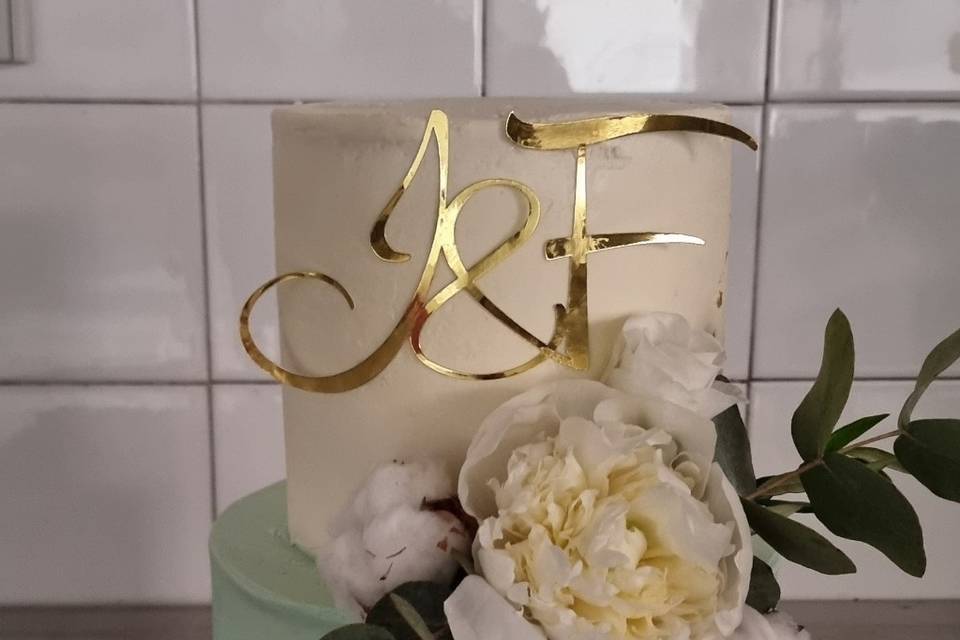 Wedding cake vert amande et bl