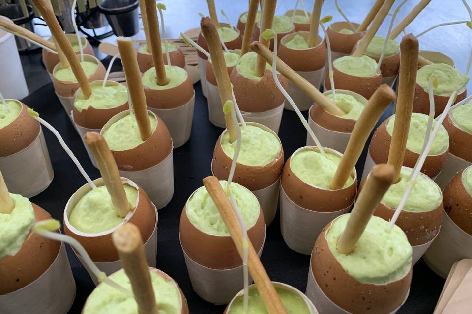 Oeuf toqué aux petits pois