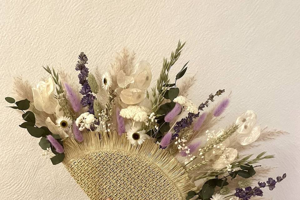 Éventail fleurs séchées